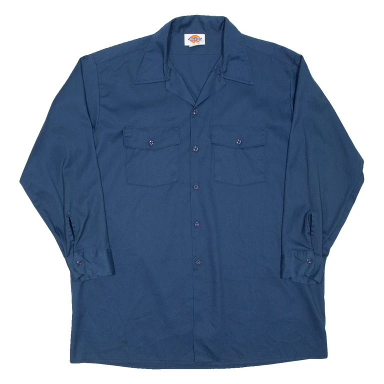 DICKIES Mens Worker Shirt Blue Long Sleeve XL