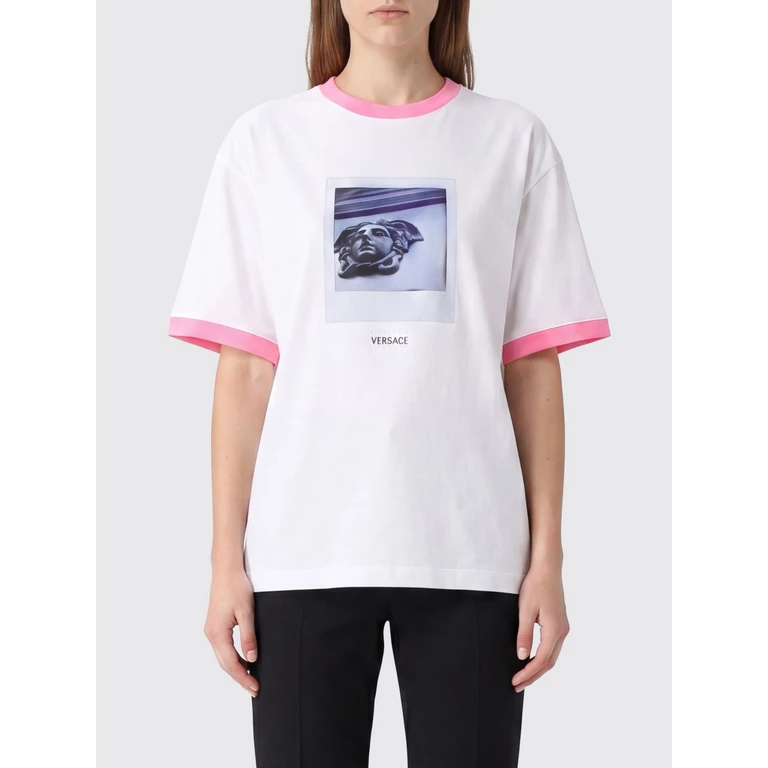 Medusa Graphic Print Cotton T-Shirt with Contrast Profiles (10260961A187332W9J0)