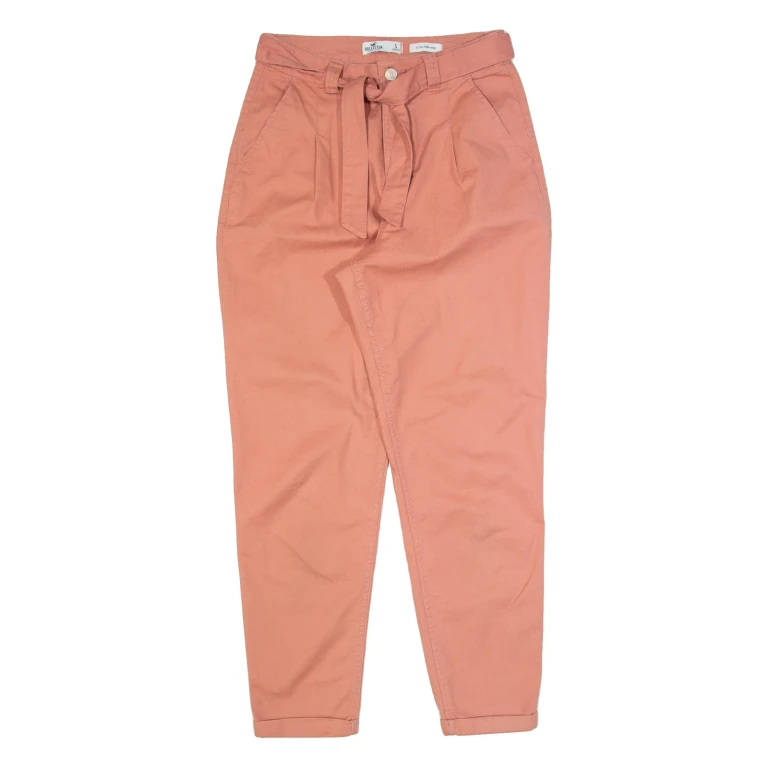HOLLISTER Belted Ultra High Rise Womens Trousers Pink Slim Tapered W27 L27