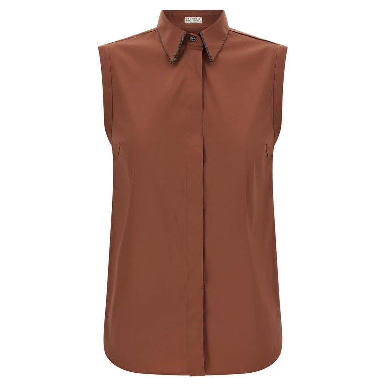 Brunello Cucinelli Brown Cotton Blouse - Women