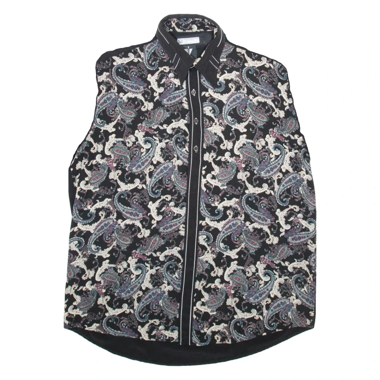 LECHE Mens Shirt Black Paisley M
