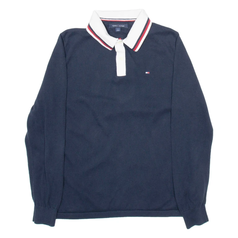 TOMMY HILFIGER Mens Polo Shirt Blue Long Sleeve M