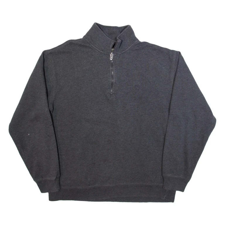 FILA Mens Sweatshirt Grey 1/4 Zip L