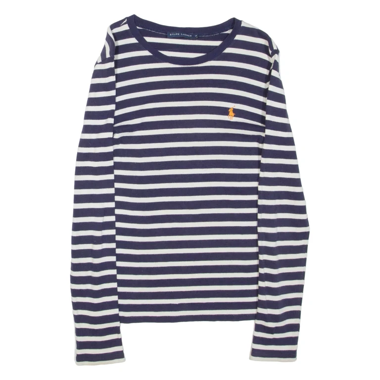 RALPH LAUREN Mens Patterned Jumper Blue Striped Tight Knit M