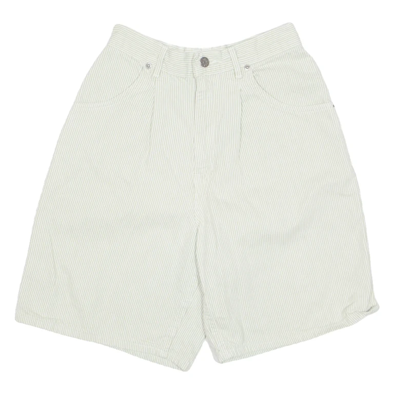 CHIC CHIC High Waist Womens Denim Shorts Green 90s Striped XS W25