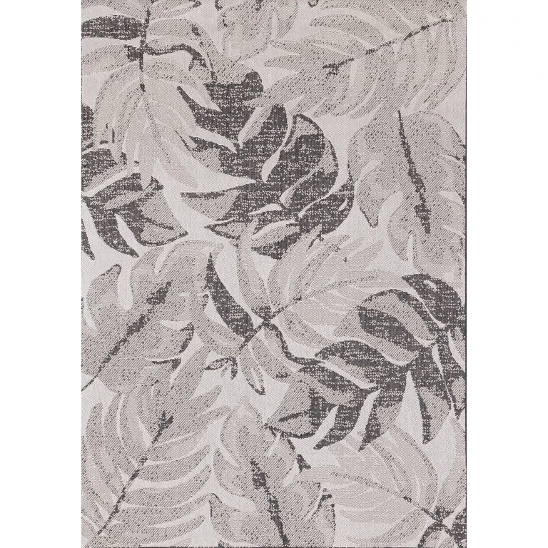 Jasper 6 x 9 Gray Botanical Leaves Indoor-Outdoor Rug