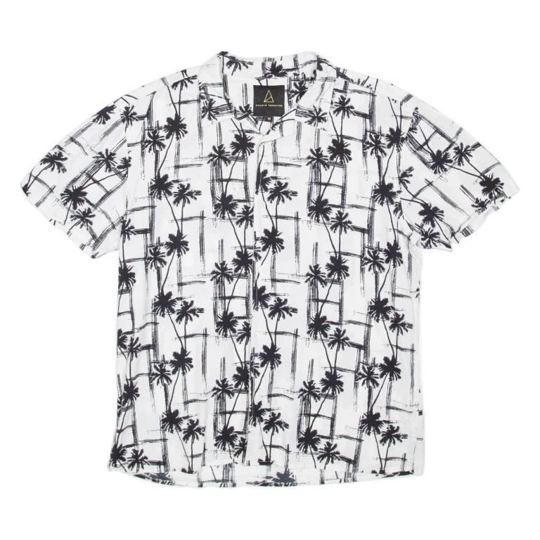 GOLDEN EQUATION Mens Hawaiian Shirt Black Crazy Pattern M