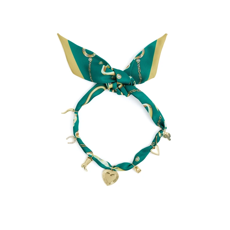 By Adina Eden Dangling Charm Scarf Necklace Gold One Size