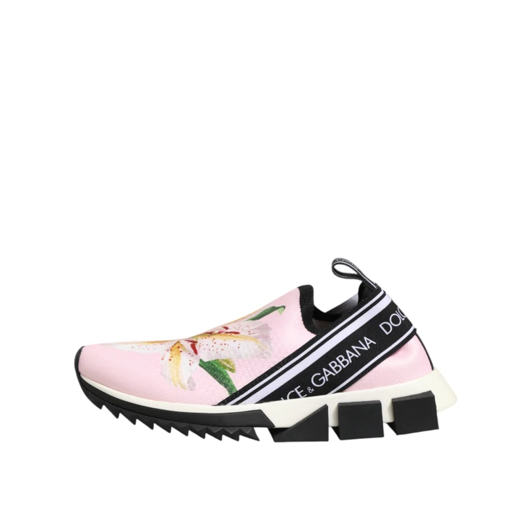 Dolce & Gabbana Pink Floral Sorrento Low Top Sneakers Shoes 05+pa+pl+vi - Women