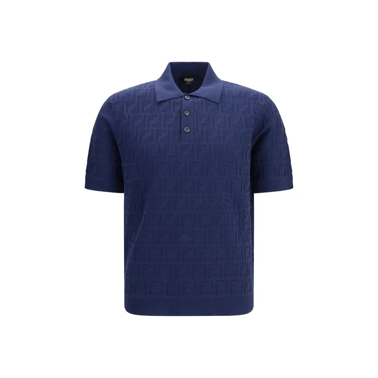 Fendi Blue Cotton Polo Shirt - Men