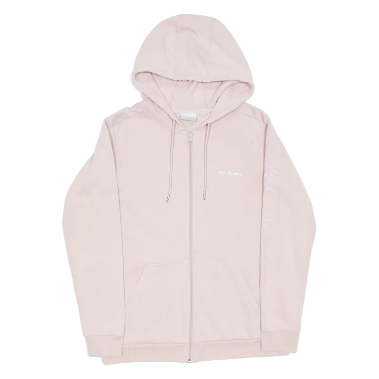 COLUMBIA Womens Pink Hoodie Full Zip M