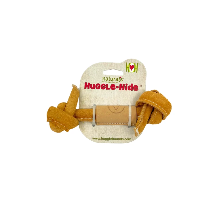 Huggle-Hide Natural Leather Bone Dog Toy, 3 Pack