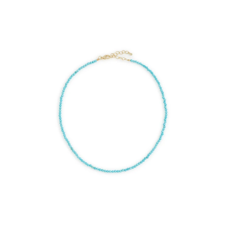 Colored Bead Choker Necklace Turquoise One Size