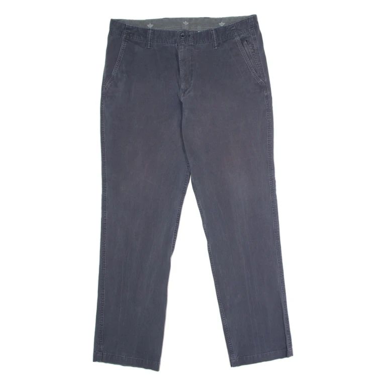 DOCKERS Mens Twill Trousers Grey Slim Straight W36 L32