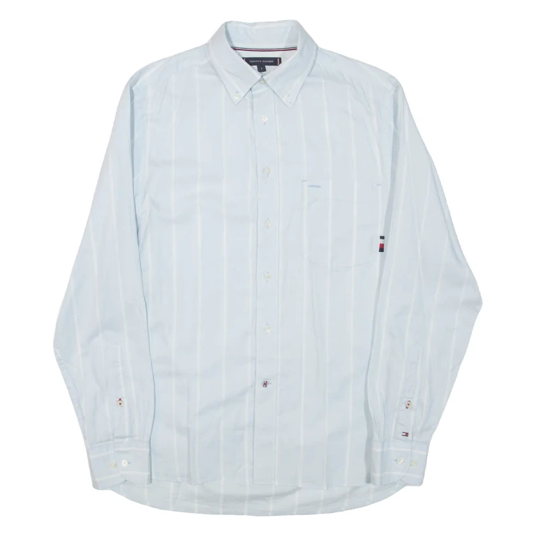 TOMMY HILFIGER Mens Shirt Blue Striped Long Sleeve S