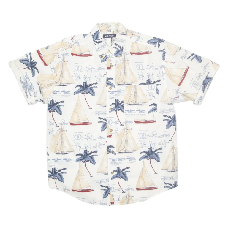 PURITAN Mens Shirt White Crazy Pattern M