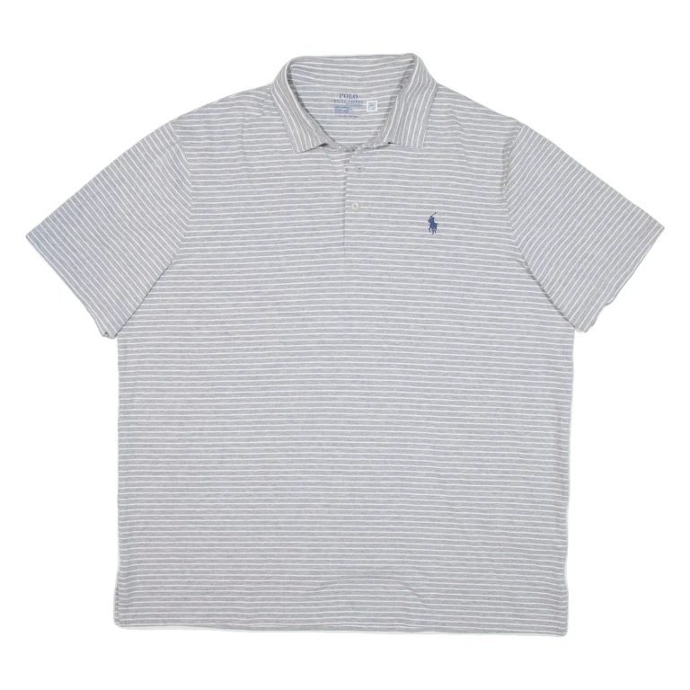 POLO RALPH LAUREN Mens Polo Shirt Grey Striped XL