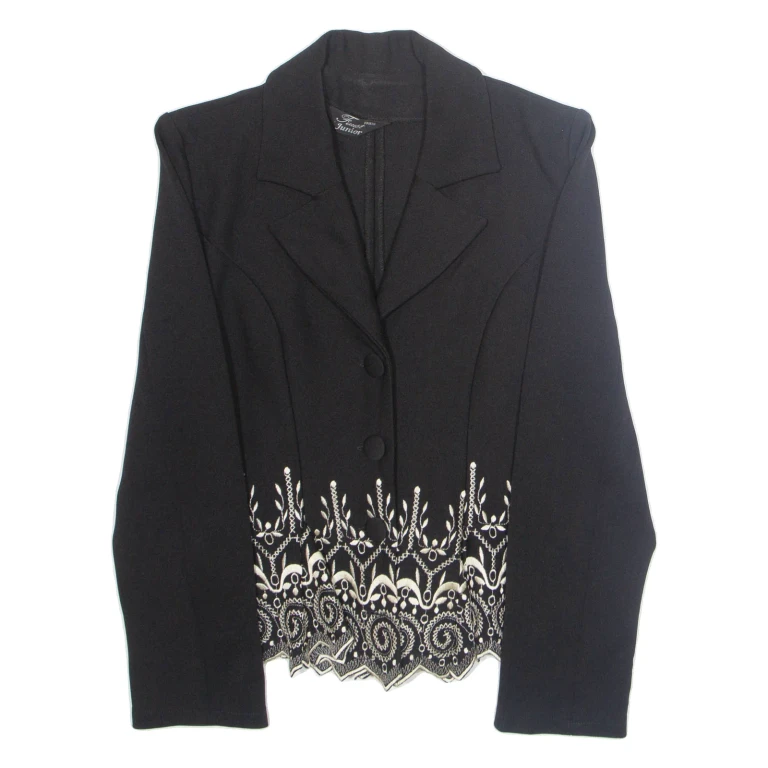FAUST JUNIOR Womens Blazer Jacket Black Floral M