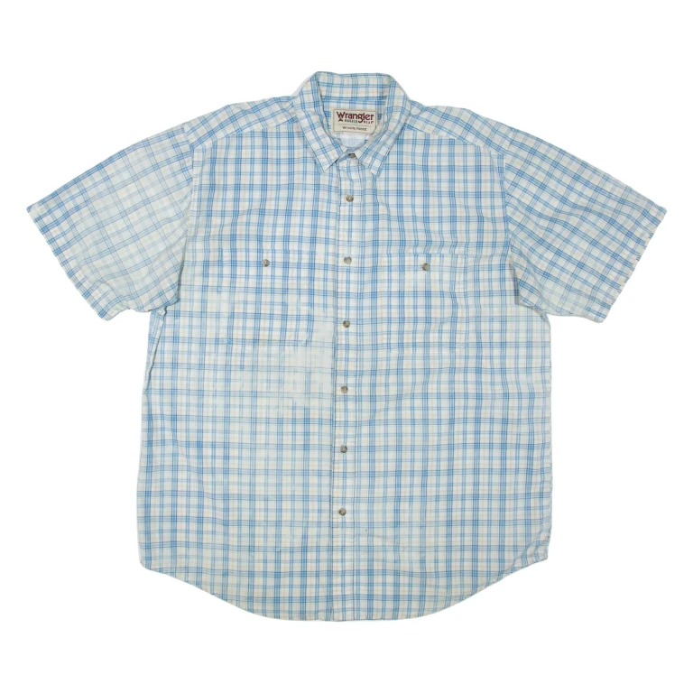 WRANGLER Mens Shirt Blue Check 2XL