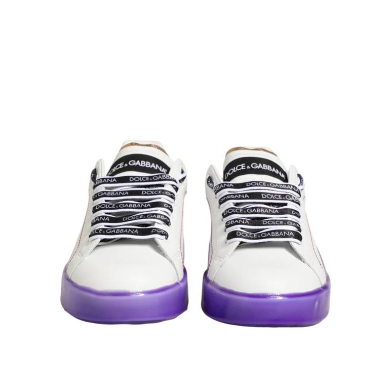 White Purple Leather Low Top Sneaker Shoes 100lf - Women