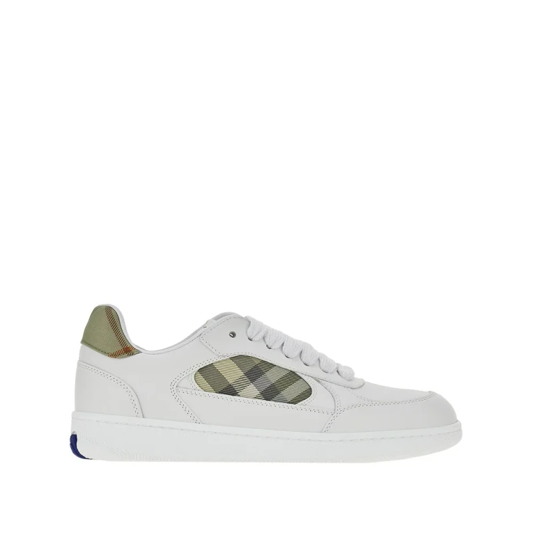 BURBERRY Terrace leather sneakers with Check details Man 39