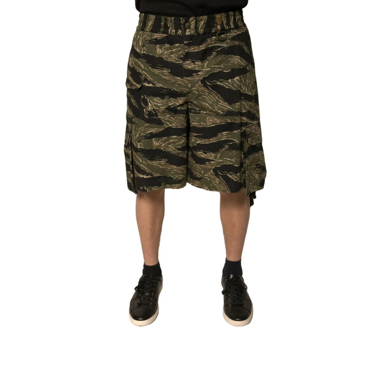 Dolce & Gabbana Black Gold Patterned Cotton Bermuda Shorts - Men