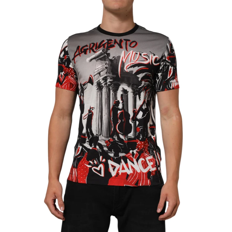 Multicolor Agrigento Dance Jazz Music Print T-Shirt Cotton - Men