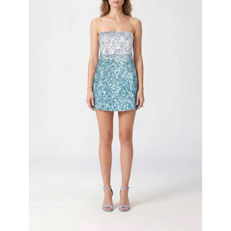 Off-the-Shoulder Mini Dress Retrorfete with Abstract Sequin Embroidery (R2510646OMBSEYCHELLETEAL)