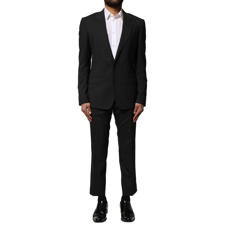 Dolce & Gabbana Black Wool 2 Piece Single Breasted Suit Virgin Elastane - Men
