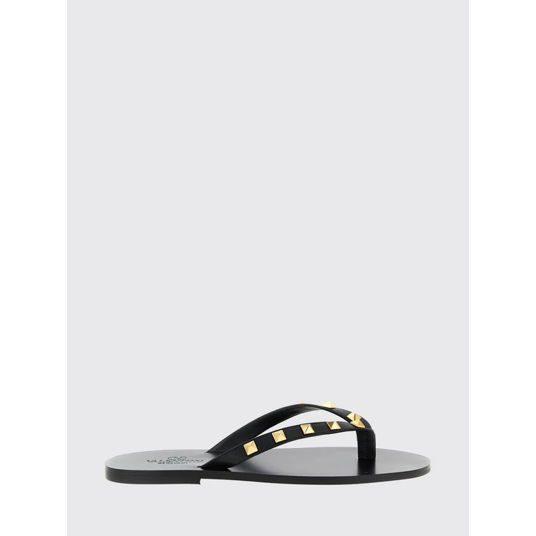 VALENTINO GARAVANI Rockstud Calfskin Thong Sandals with Studs (S0O16UIS0NO)