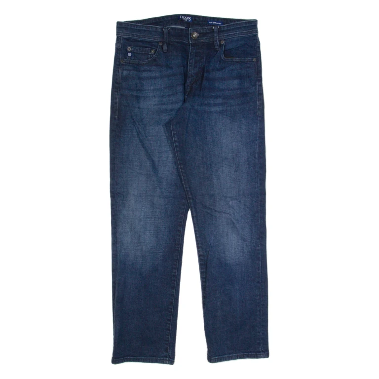 CHAPS Mens Jeans Blue Slim Straight Stone Wash W32 L30