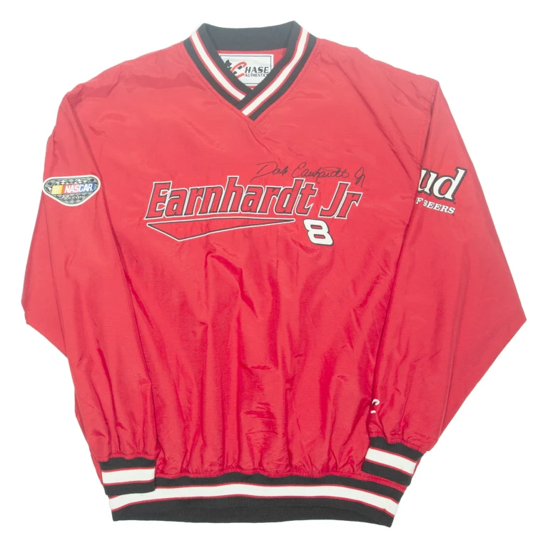 CHASE AUTHENTICS Earnhardt Jr Mens Sweatshirt Red V-Neck USA Nylon L