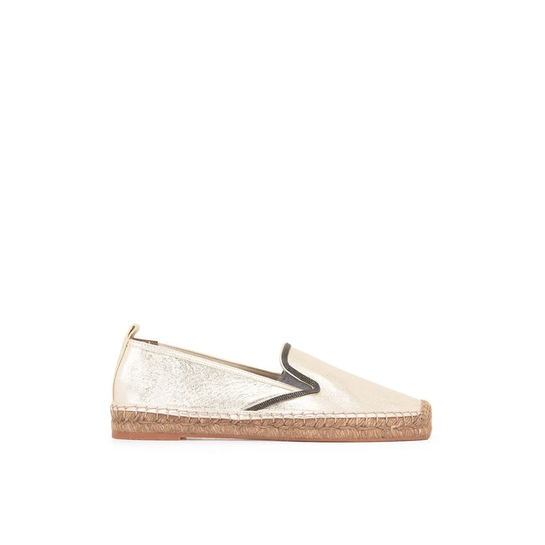 Gold Leather Espadrilles Shoe - Women