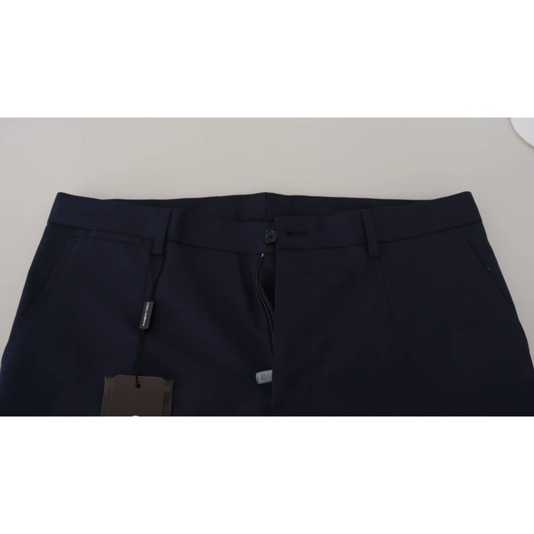 Blue Linen Cotton Slim Trousers Chinos Pants - Men