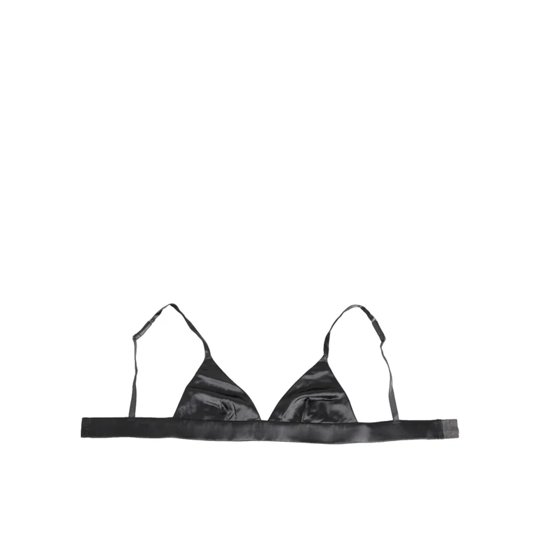 Dolce & Gabbana Black Silk Satin Triangle Soft Cup Underwear Elastane Clothing - Women