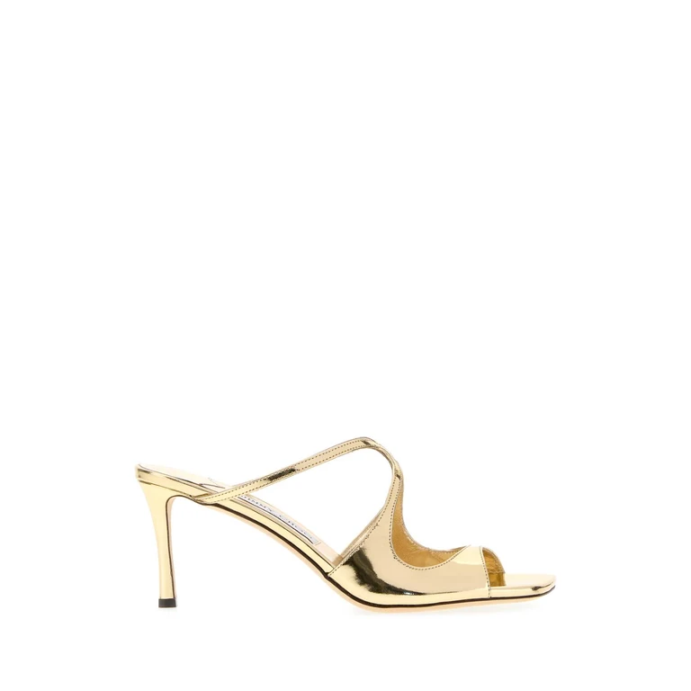 Jimmy Choo Gold Leather Anise 75 Mules Sandali - Women