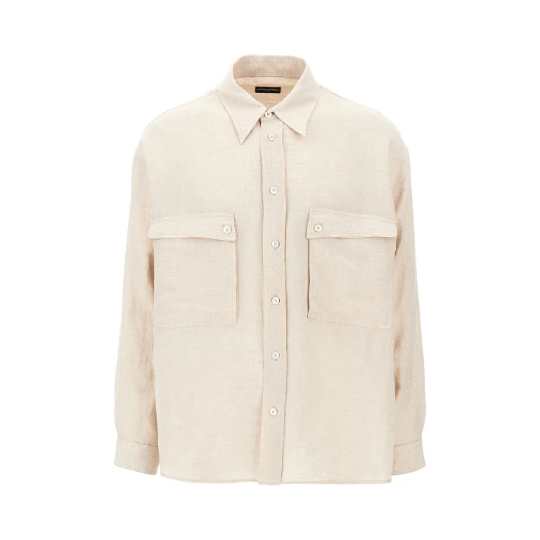 EMPORIO ARMANI Viscose and linen shirt Man XL