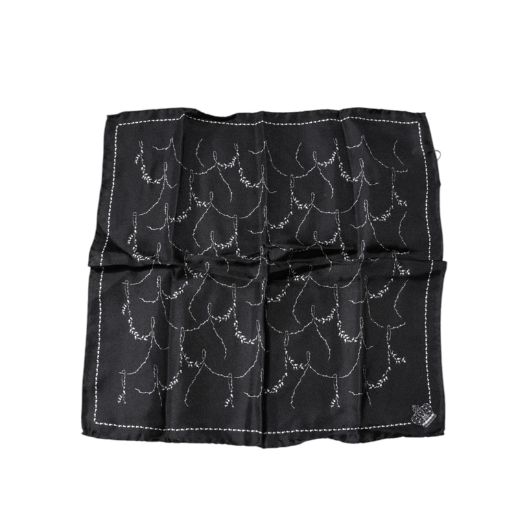 Dolce & Gabbana Black Patterned Silk Handkerchief Scarf - Men