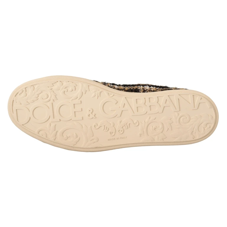 Dolce & Gabbana Beige Brown Wool Cotton High Top Sneakers - Men