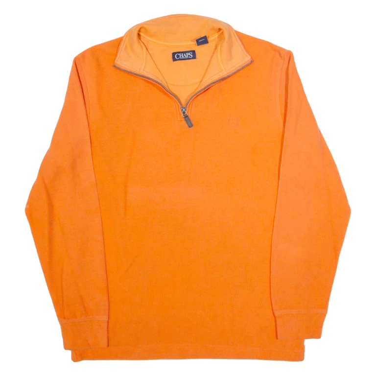 CHAPS Mens Jumper Orange 1/4 Zip Tight Knit M