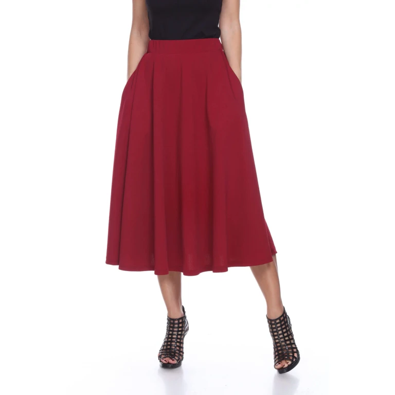 Women's Flared Midi Skirt with pockets