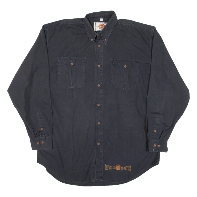ORIGINAL DEPARTMENT CLOTHING Mens Plain Shirt Black Long Sleeve M