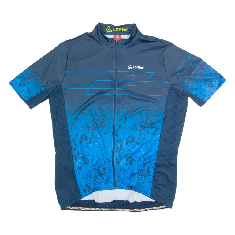 LOFFLER Cycling Zip Up Mens Jersey Blue High Neck XL