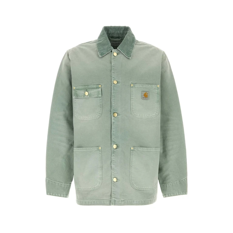 Carhartt Wip Sage Green Canvas Og Chore Coat Shadygreenshadygreendestroywash Exterior: Organic Cotton Giubbini - Men