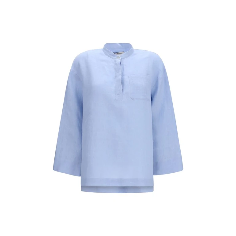 Blue Linen Dress Shirt - Women