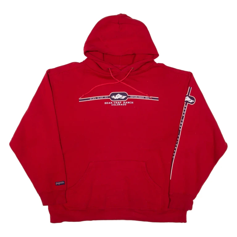 JANSPORT Bear Trap Ranch Colorado Mens Red Hoodie USA L