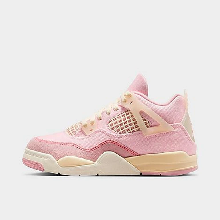 Jordan Little Kids Air Retro 4 Textile Basketball Shoes in Pearl Pink/Iced Carmine/Coconut Milk Size: 1.0