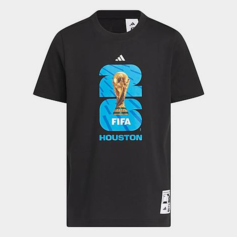 adidas Big Kids FIFA World Cup 26 Host City Houston Graphic Soccer T-Shirt in Black Size: XS