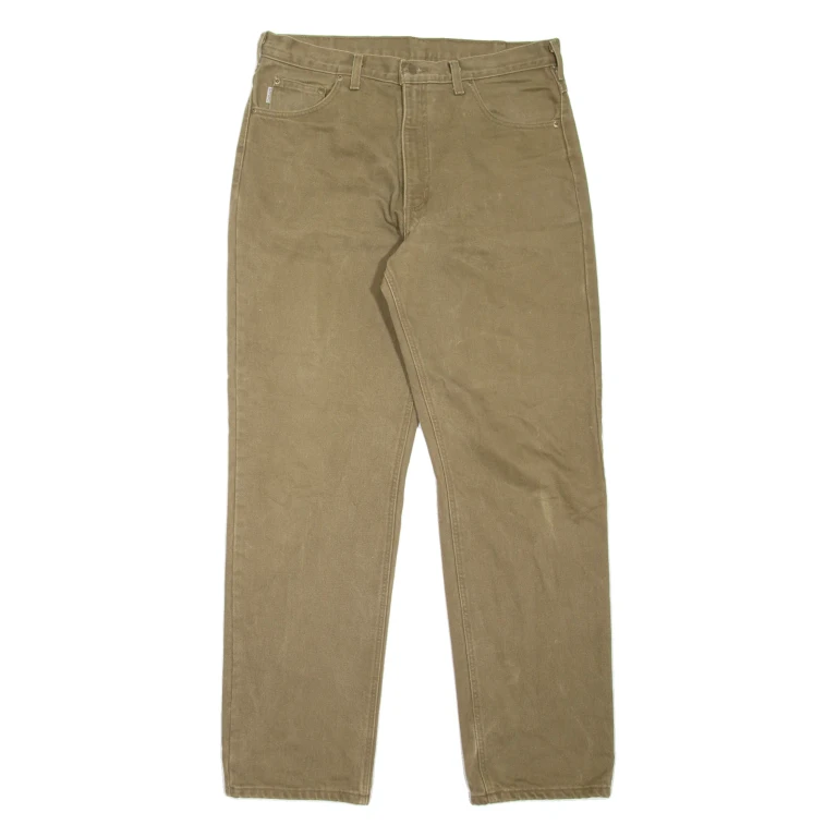 CARHARTT Blanket Lined Carpenter Workwear Mens Jeans Green Tapered W35 L34