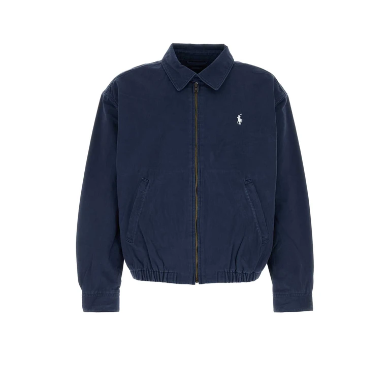 Polo Ralph Lauren Navy Blue Twill Bomber Jacket Newportnavy Exterior: Cotton Giubbini - Men
